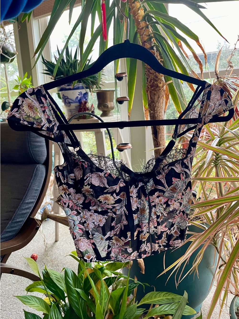 EUC Dream Angels Cap Sleeve Corset Appliqué Bra Top